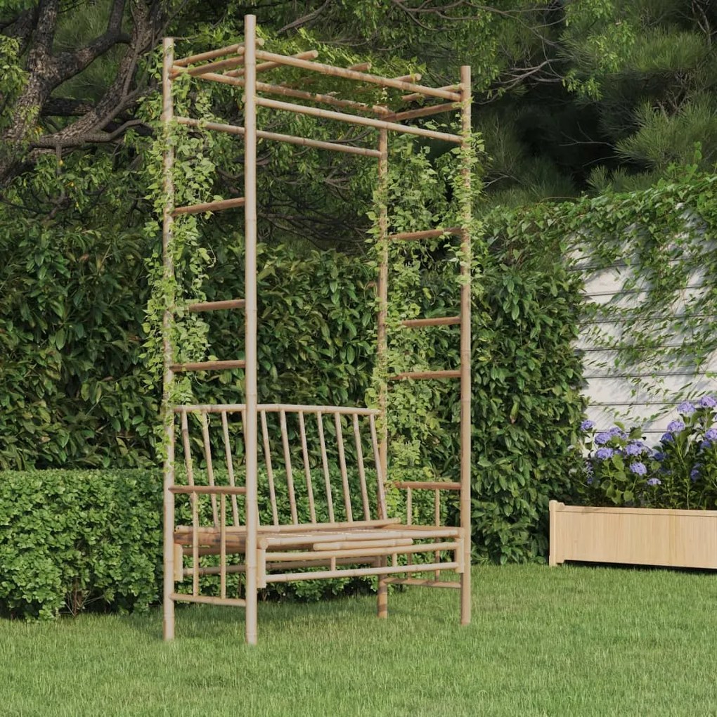 Panca da giardino con pergola 116 cm in bambù