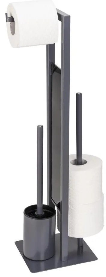 WENKO 25552100 - Scopino WC RIVALTA 18x70 cm grigio/nero