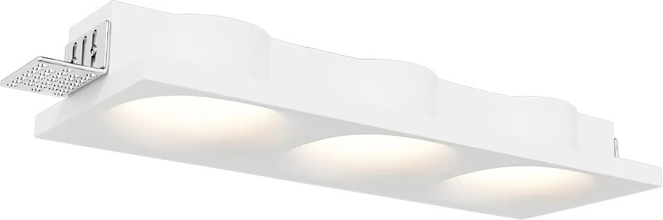 Portafaretto Rettangolare 280x100mm 3xGU10 in Gesso Pitturabile Curvo