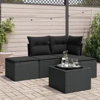 Set Divani da Giardino 5 pz con Cuscini in Polyrattan Nero 3217485