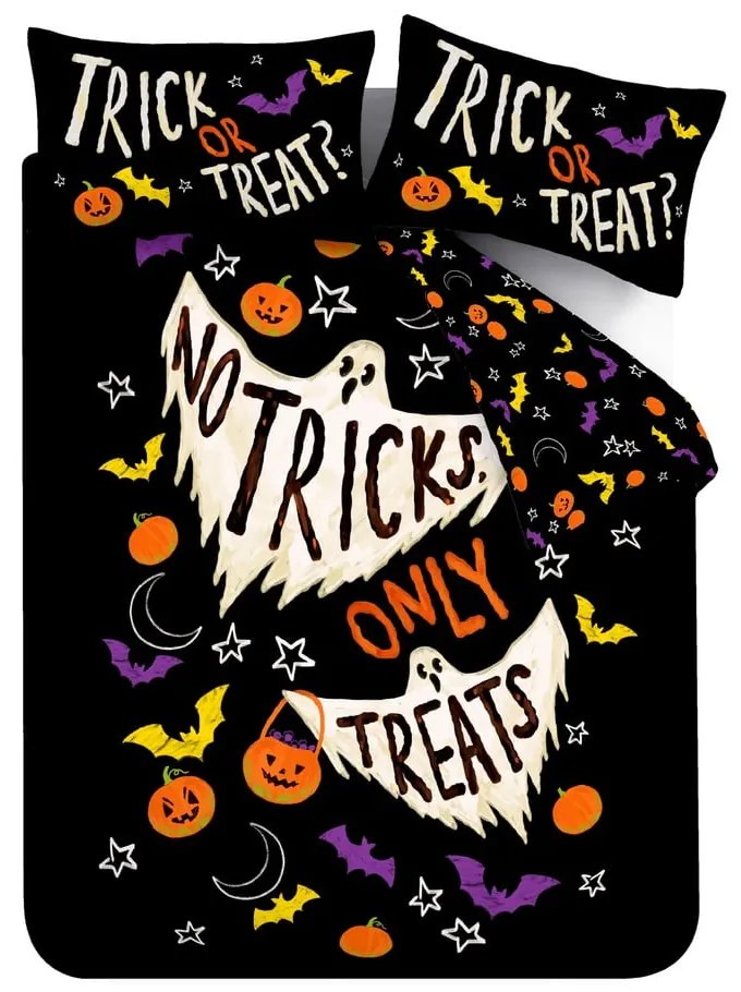Set copripiumino e federa nero per letto matrimoniale 200x200 cm Halloween Trick or Treat – Catherine Lansfield
