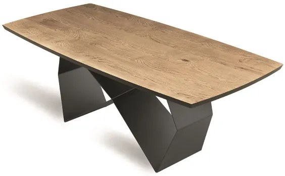 Tavolo allungabile 300 cm con base metallo Nero e piano Rovere Crudo WALL