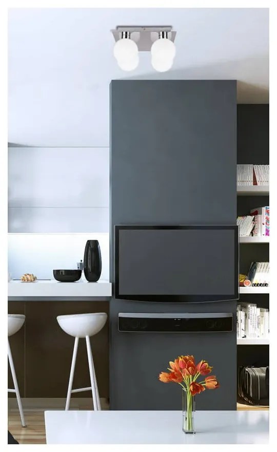 Lampada da soffitto in argento con paralume in vetro 25x25 cm Oden - Candellux Lighting