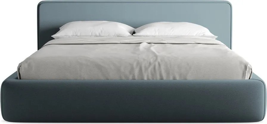 Letto matrimoniale imbottito blu con contenitore con griglia 180x200 cm Kiana - Makamii