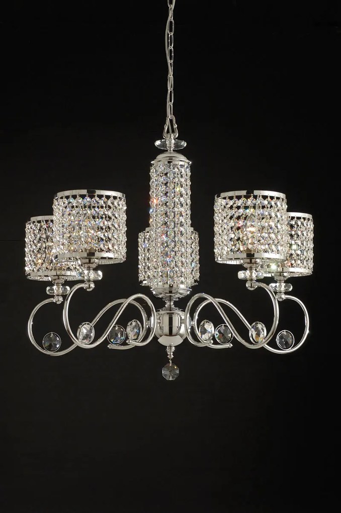 5-light chandelier chrome and crystal- 1044/5 - Contemporary - Arredo Luce Oro 24 kt