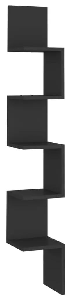 Scaffale angolare da parete nero 20x20x127,5 cm in truciolato