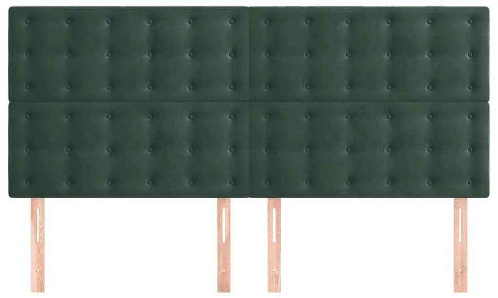 Testiera 4 pz verde scuro 80x5x78/88 cm in velluto
