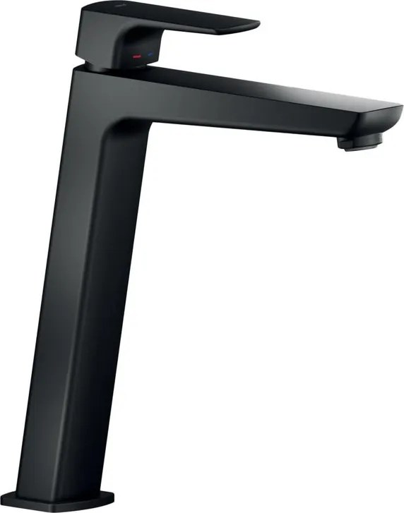 Rubinetto per lavabo collo alto Acquaviva NOBILI con getto laminare cristallino nero matt H 26.7 cm