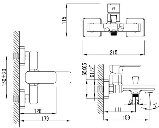Aqualine - Rubinetto vasca da bagno FACTOR cromo lucido