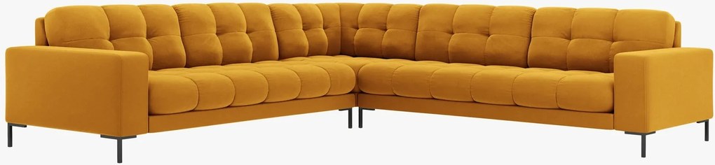 Divano angolare simmetrico Mamaia in velluto Bluvel gambe nere – L256 cm