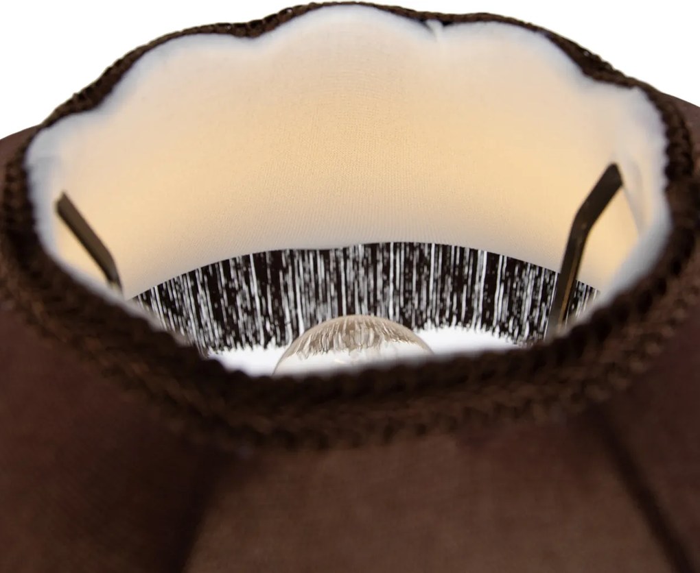 Lampada da terra nera con paralume marrone e interno bianco 45cm - Classico