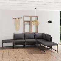 Set Divani da Giardino 6 pz con Cuscini in Polyrattan Grigio 3059762