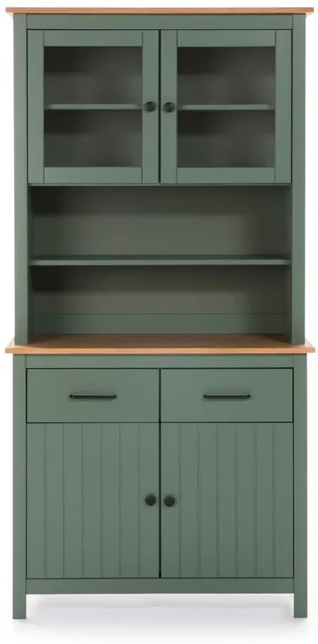 Vetrina verde-naturale in legno di pino 90x180 cm Miranda - Marckeric
