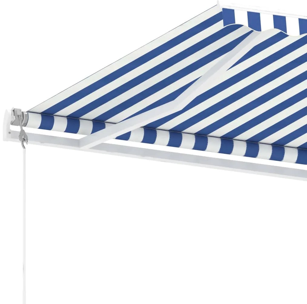 Tenda Automatica con Sensore Vento e LED 400x300 cm Blu Bianca