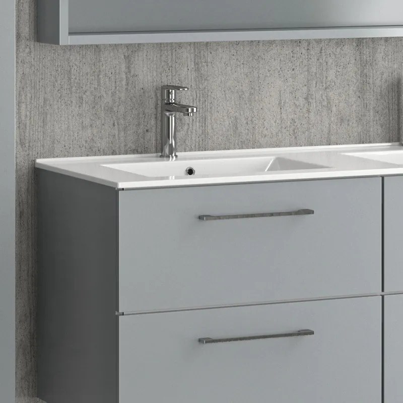 Mobile bagno da 120cm con doppio lavabo e 4 cassetti EL-120L - KAMALU