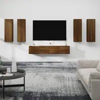 Set Mobili Porta TV 6 pz Rovere Marrone in Legno Multistrato 3114349