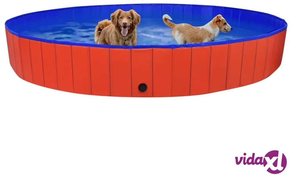 vidaXL Piscina per Cani Pieghevole Rossa 300x40 cm in PVC