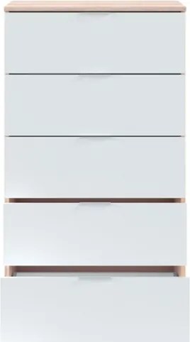 Cassettiera Moderna 5 Cassetti 60x40x110 Bianco E Rovere Basic Line