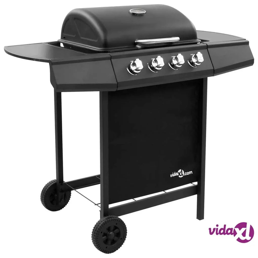 vidaXL Griglia Barbecue a Gas con 4 Bruciatori Nera