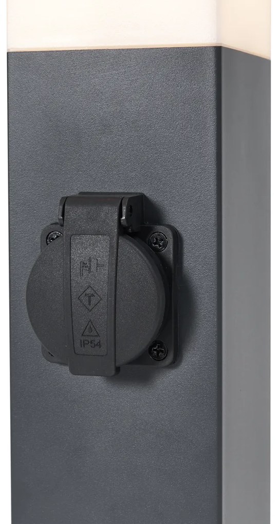 Lampada da esterno grigio scuro con vetro opale 45 cm IP44 con presa e sensore di movimento - Malios