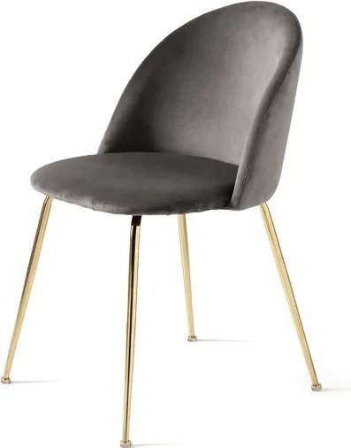Sedia da pranzo in velluto Grigio Scuro e gambe metallo Oro - VENEZIA 2 sedie