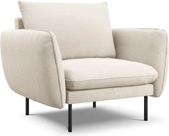 Poltrona Vienna in bouclé con gambe nere - L95cm