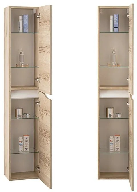 Colonna bagno sospesa 160 cm quercia e bianco Sumya