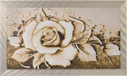 Quadro su tela moderno 72X132 cm tema Floreale con cornice in legno decorata