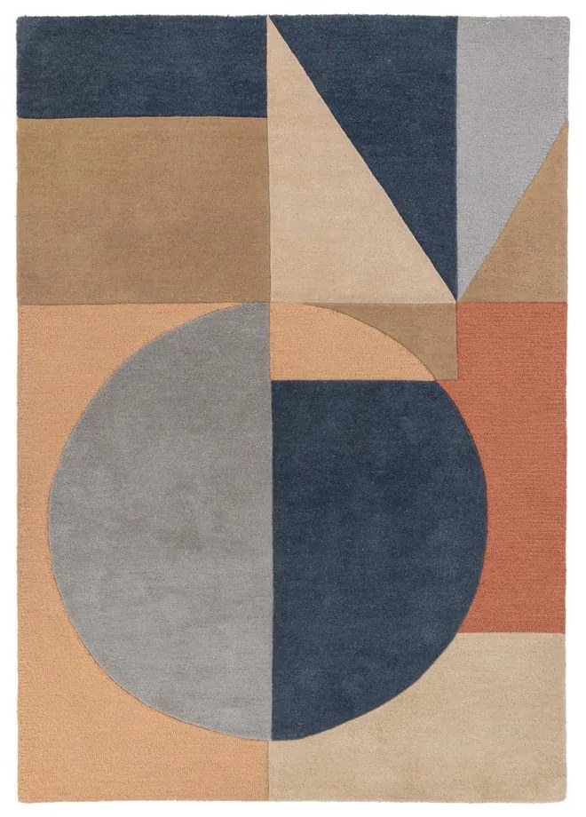 Tappeto in lana blu/marrone 160x230 cm Esrei - Flair Rugs
