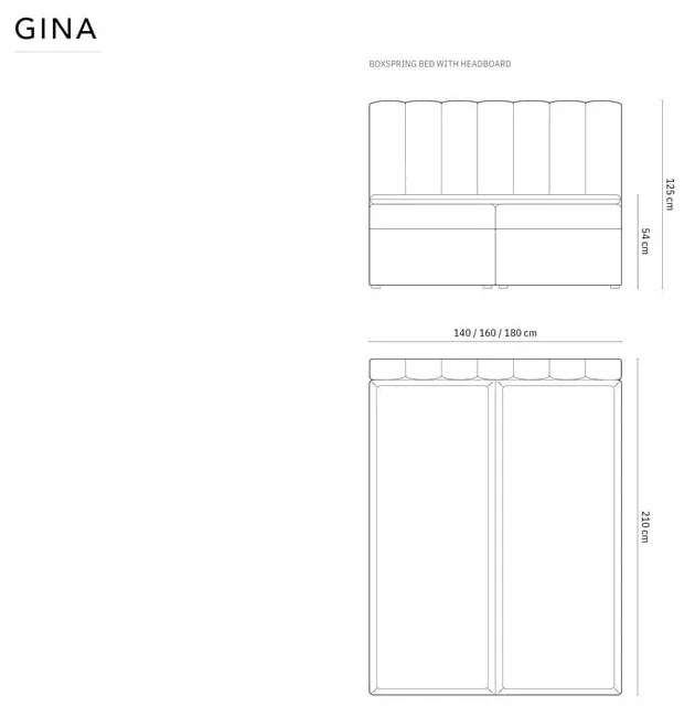 Letto boxspring azzurro con contenitore 160x200 cm Gina - Milo Casa