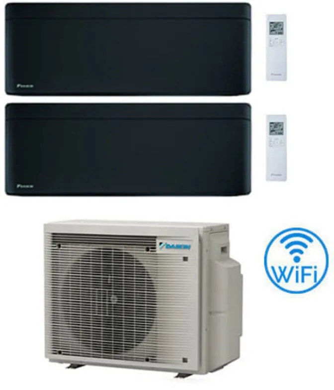 Daikin - Climatizzatore garanzia italia Inverter Stylish Total Black Wifi Dual Split 12000 + 18000 btu con u.e. 2MXM50A9 Classe a+++/a++ novita' 2024
