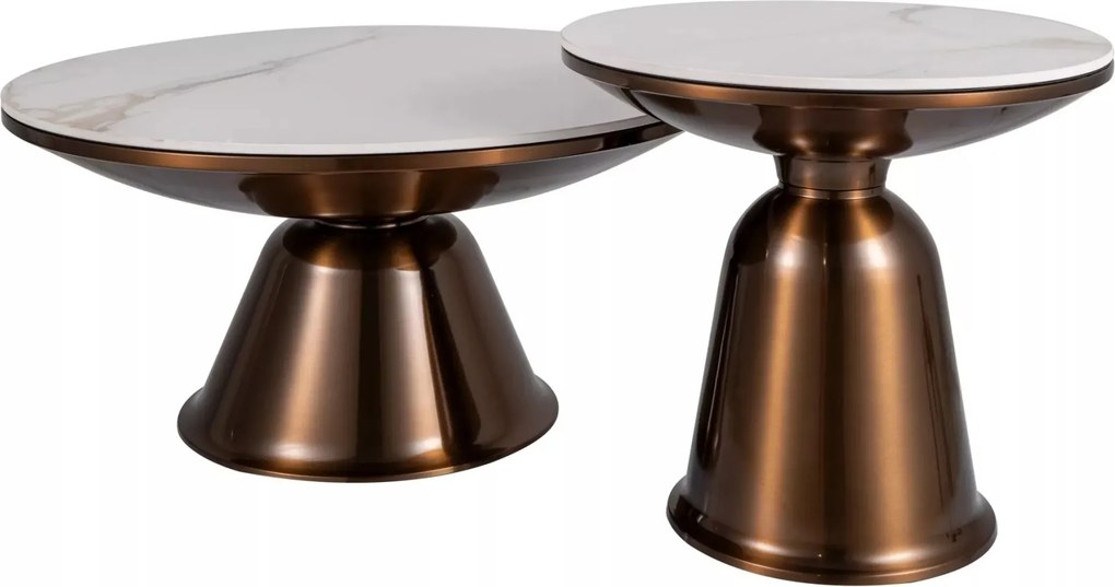 Set di tavolini Vera in ceramica e acciaio rame – 75x41 cm
