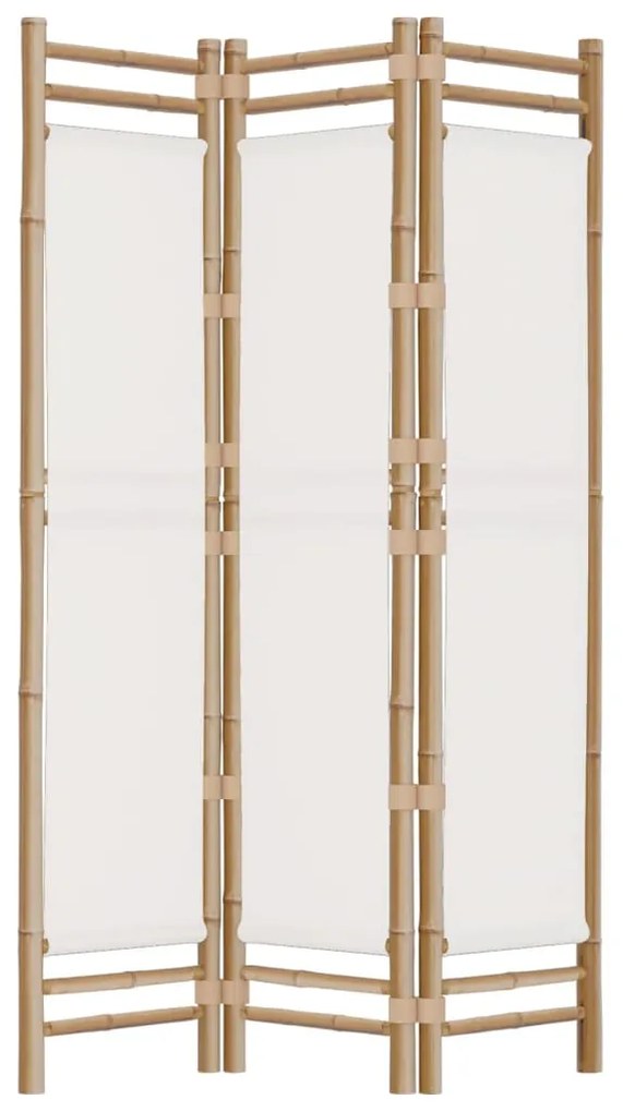 Divisorio ambienti 3 pannelli pieghevole 120 cm bambù e tela