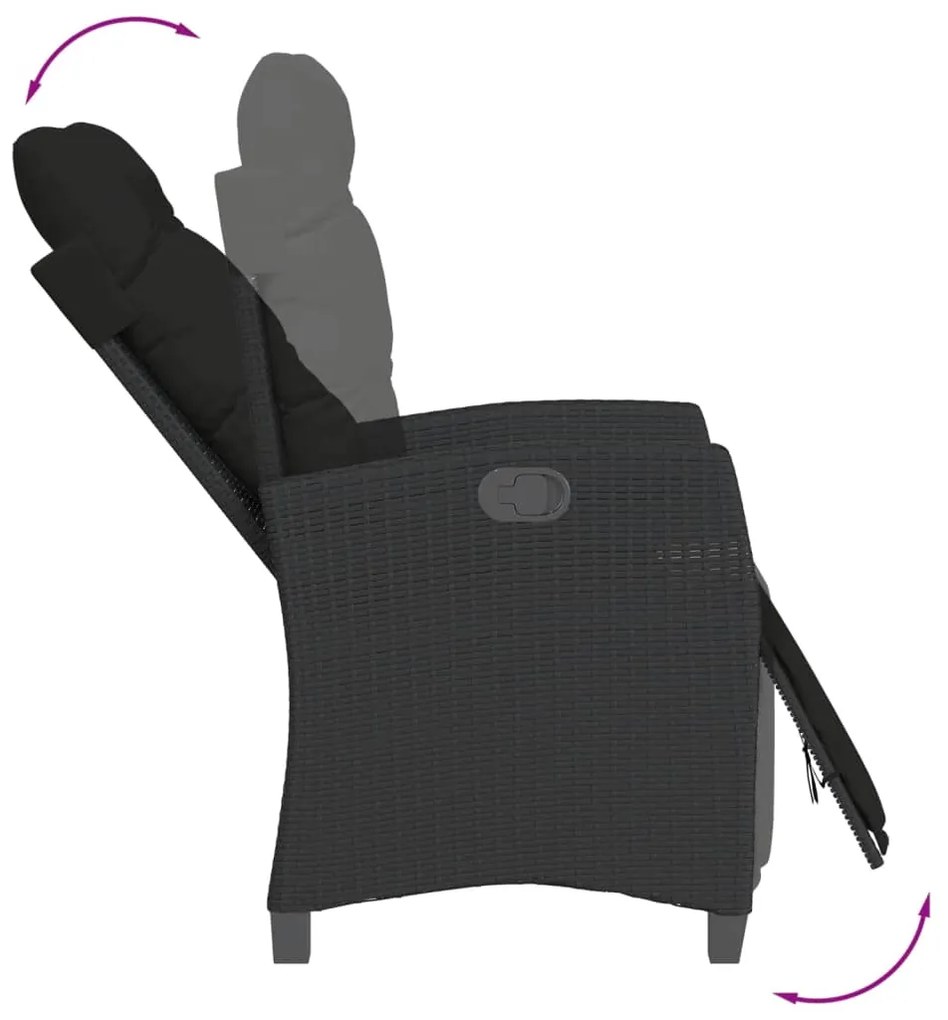 Set da pranzo da giardino 5 pz nero con cuscini in polyrattan