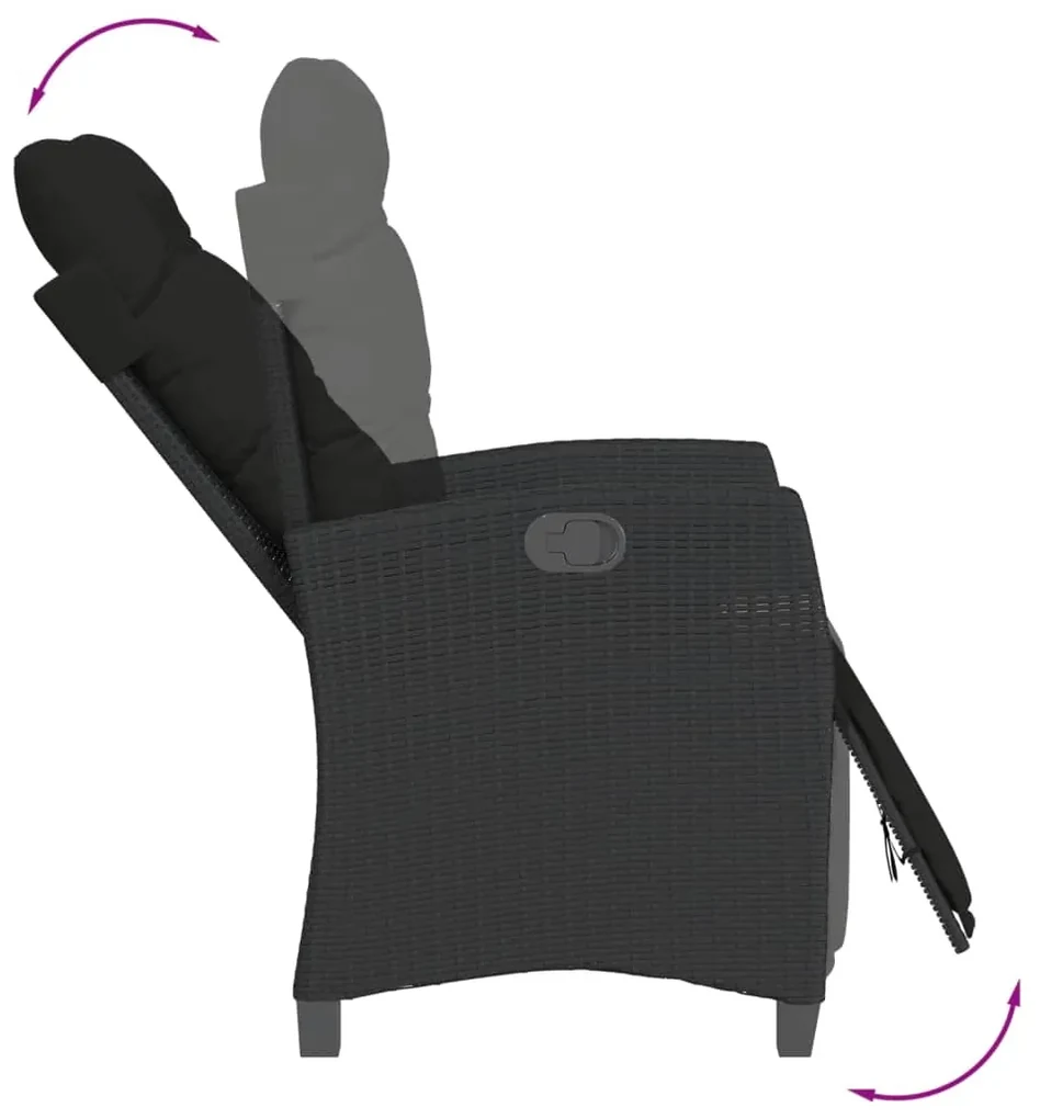Set da pranzo da giardino 5 pz nero con cuscini in polyrattan