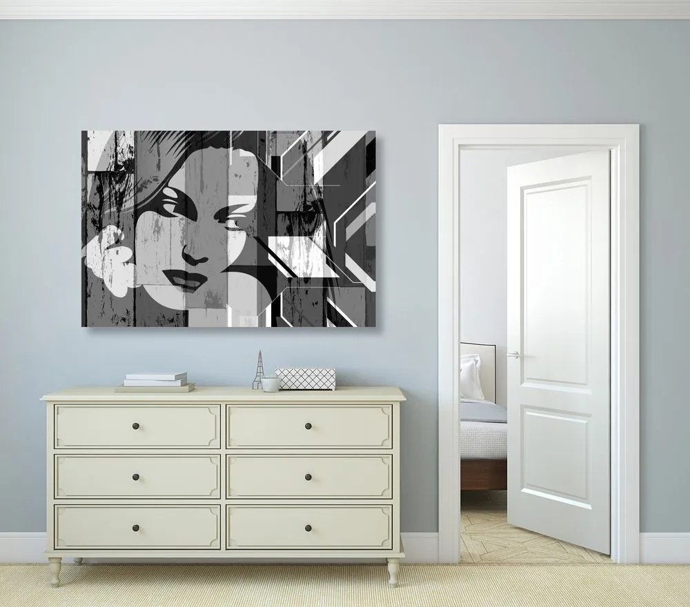 Quadro su tela – Ritratto di donna in bianco e nero