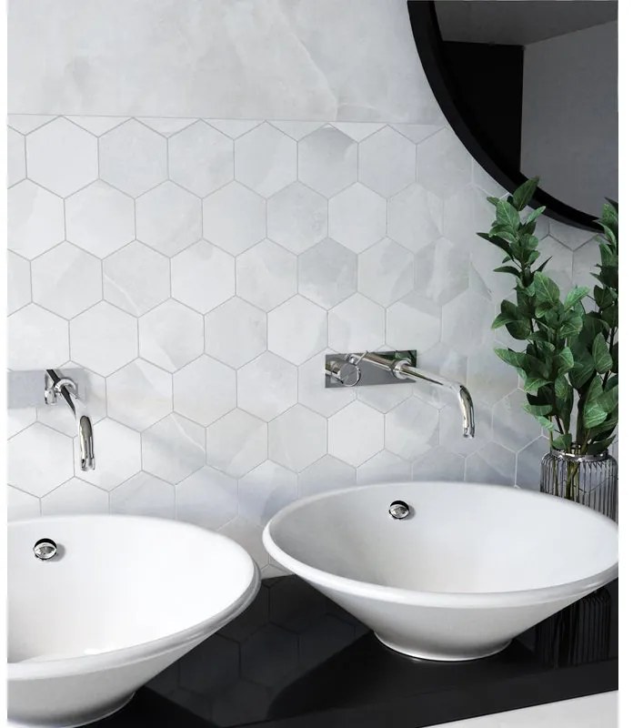 Mosaico in gres porcellanato Venus bianco L 7.5 x L 41.5 cm, 7 pezzi