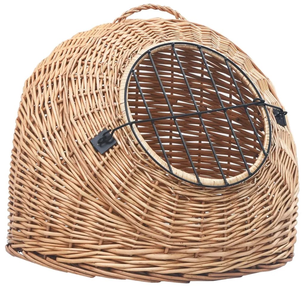 Trasportino per gatti grigio 50x42x40 cm in salice naturale