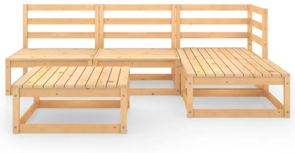 Set divani da giardino 5 pz in legno massello di pino