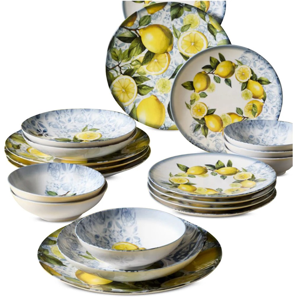 Servizio 24 piatti decoro limoni
