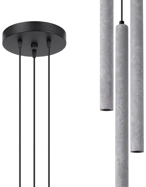 Sollux SL.1273 - Lampadario a sospensione con filo PASTELO 3xG9/8W/230V calcestruzzo
