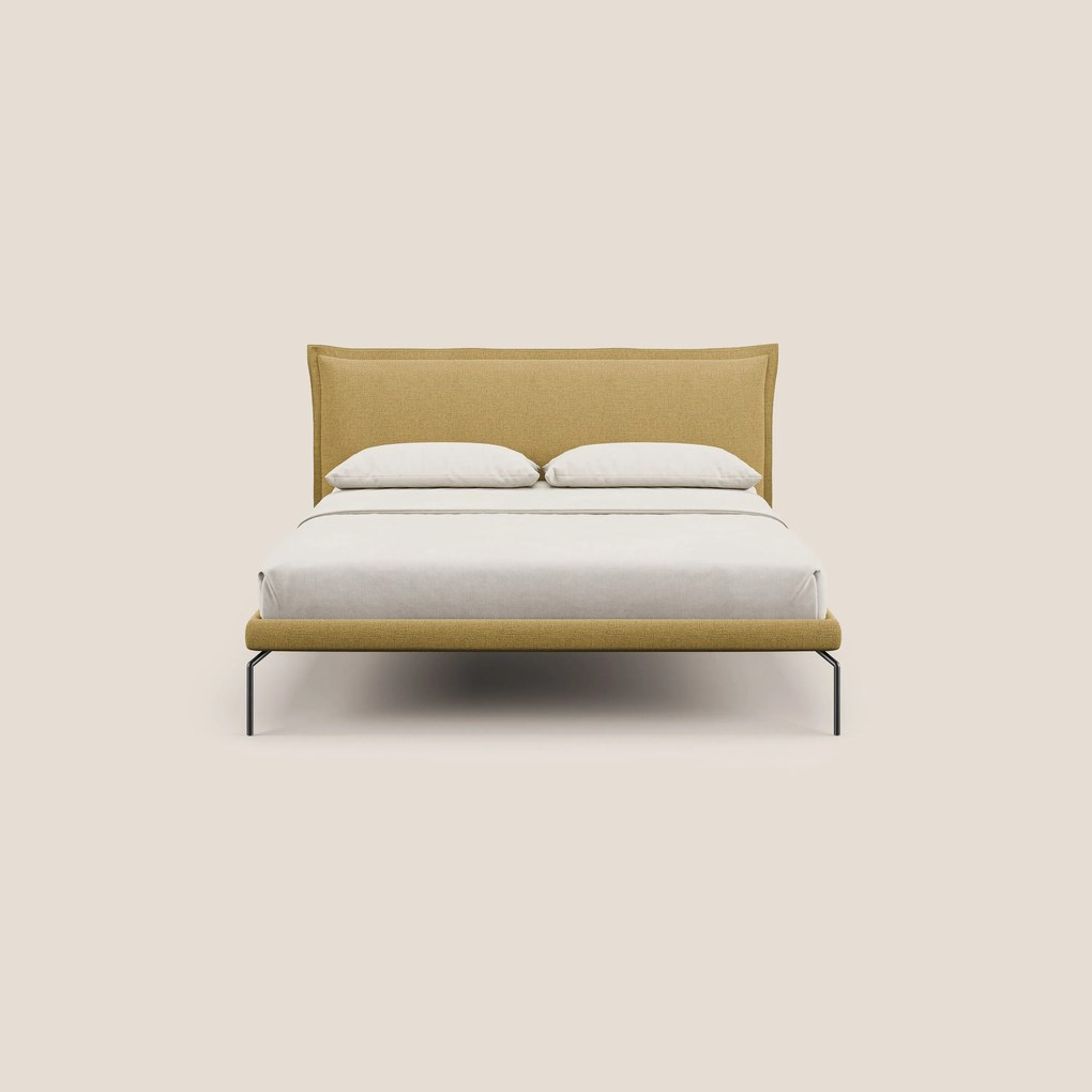 Eric letto imbottito design minimal in morbido tessuto impermeabile T14