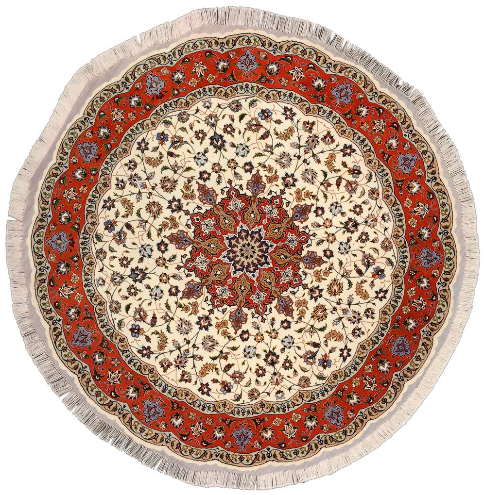 Tabriz Tappeto 200x200 Beige (Iran) Annodato A Mano