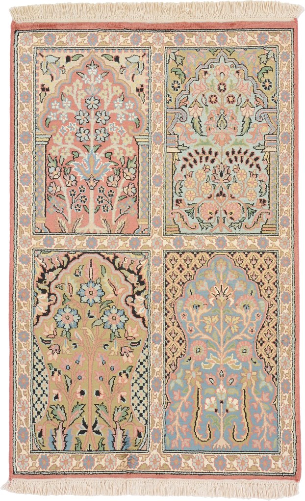 Cashmere Silk Tappeto orientale 90x60 (Indian) Annodato A Mano