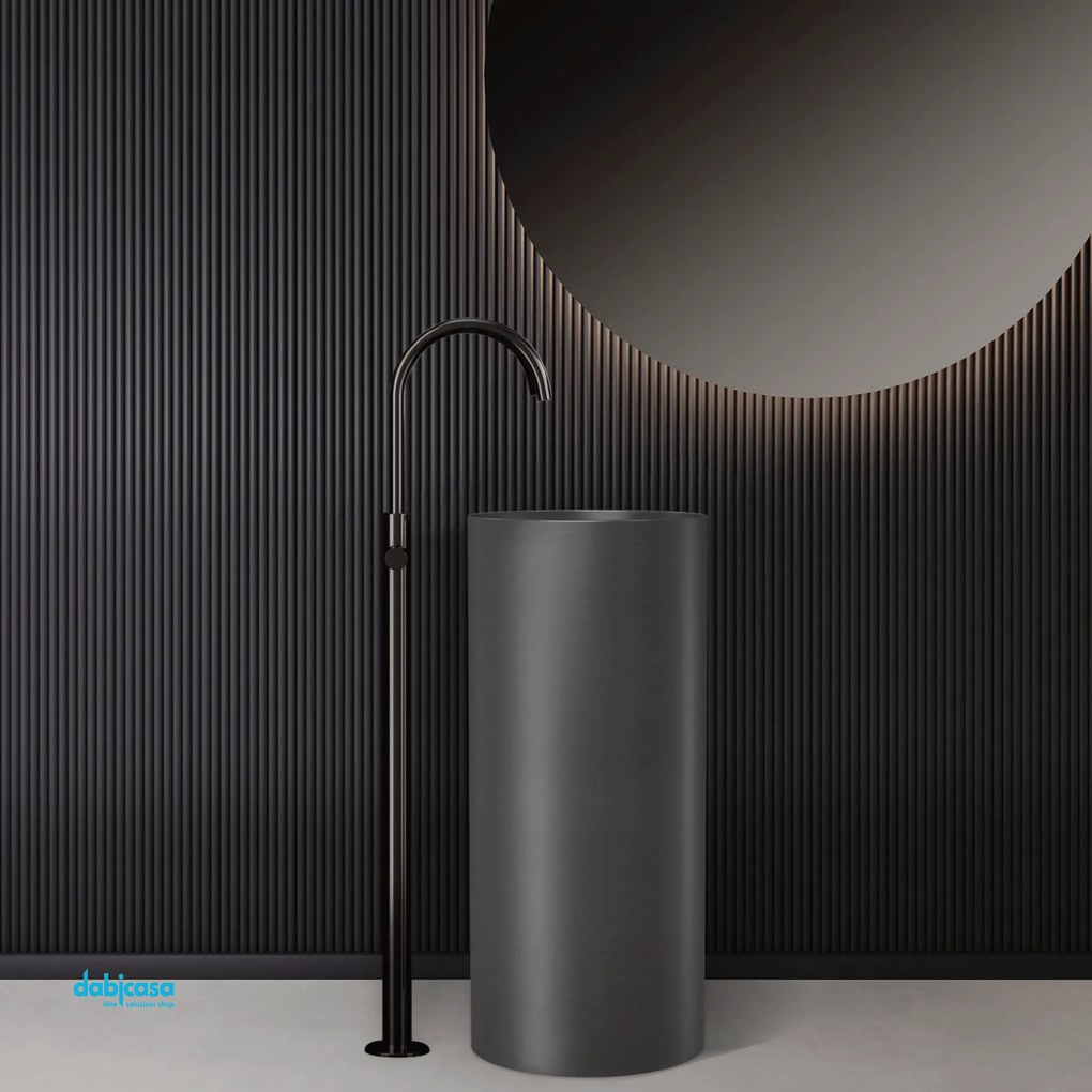 Lavabo Freestanding "Venus" Da Diam.37,5 Cm Scarico a Parete Finitura Gun Metal