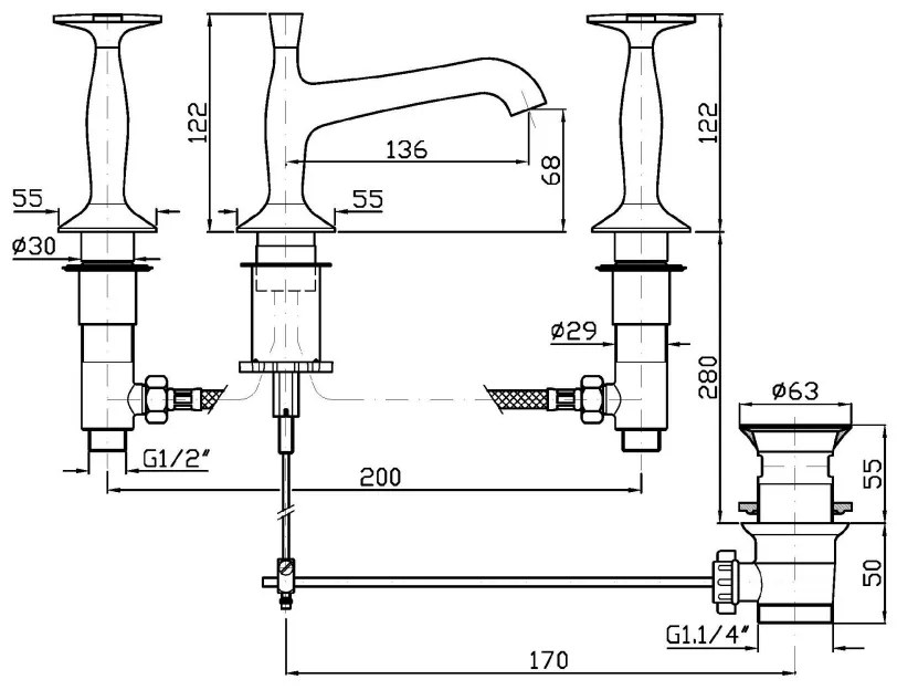 Gruppo Per Lavabo A 3 Fori Cromato Zucchetti Bellagio ZB1425