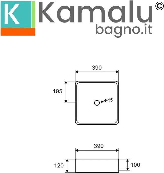 Lavabo da appoggio quadrato con finitura terrazzo stracciatella | KTERI-400STR - KAMALU