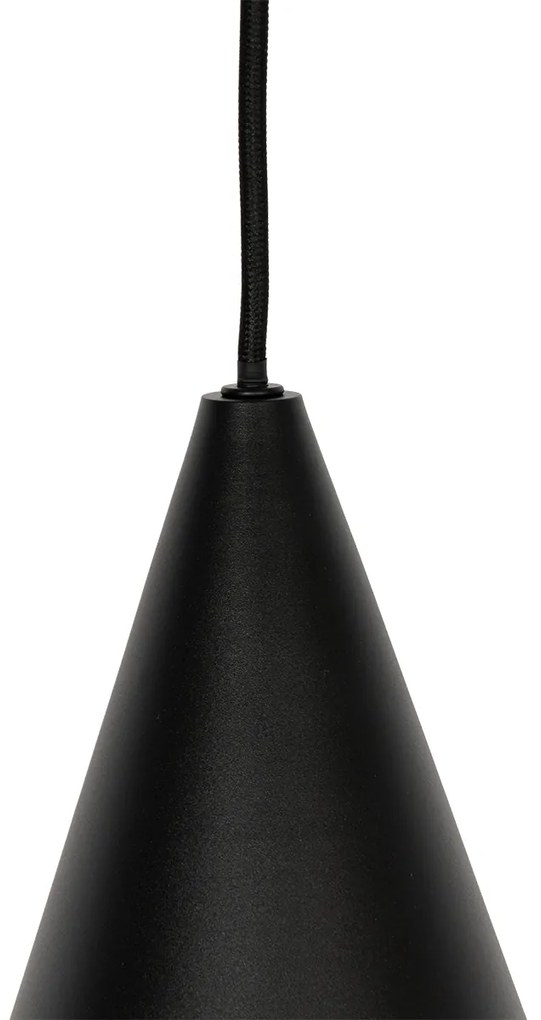 Lampada a sospensione moderna nera con vetro opalino 3 luci - Drop