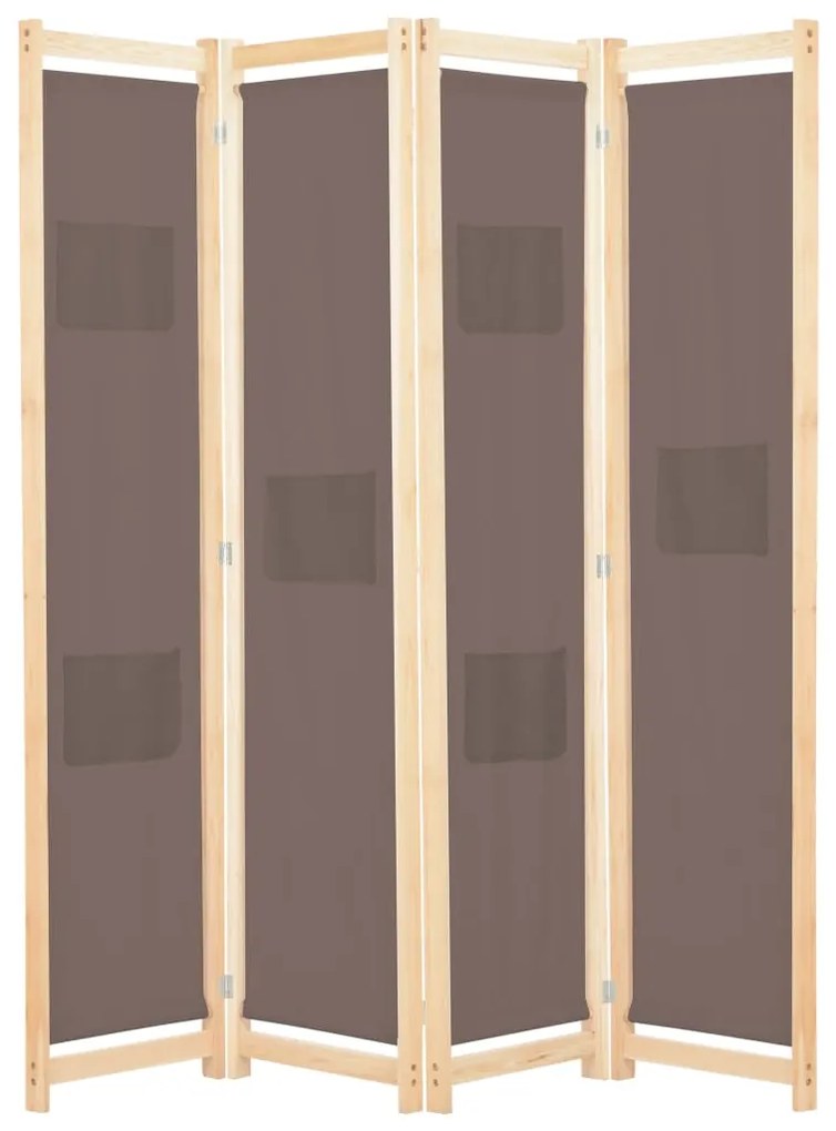 Divisorio A 4 Pannelli Marrone 160x170x4 Cm İn Tessuto /