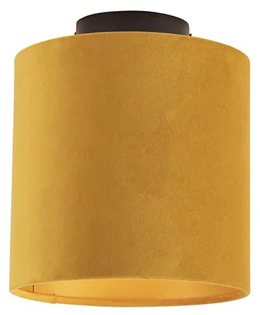 Plafoniera con paralume in velluto ocra con oro 20 cm - Combi nero